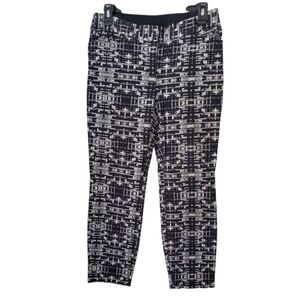 Alfani Black and White Abstract Geometric Pattern Ankle Pants Flat Front Size 4